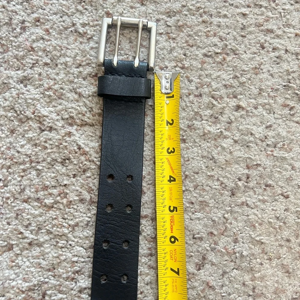 Unisex black‎ leather Silver Tone Double Prong Belt size 40 casual work western
